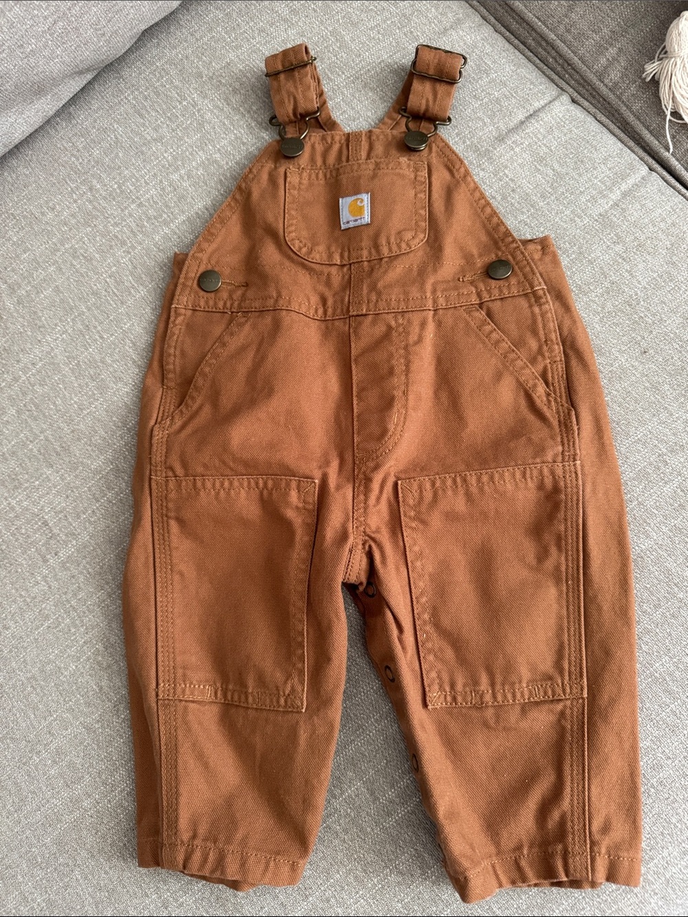 Carhartt Kids' Tan/Brown Canvas Overalls with Pockets